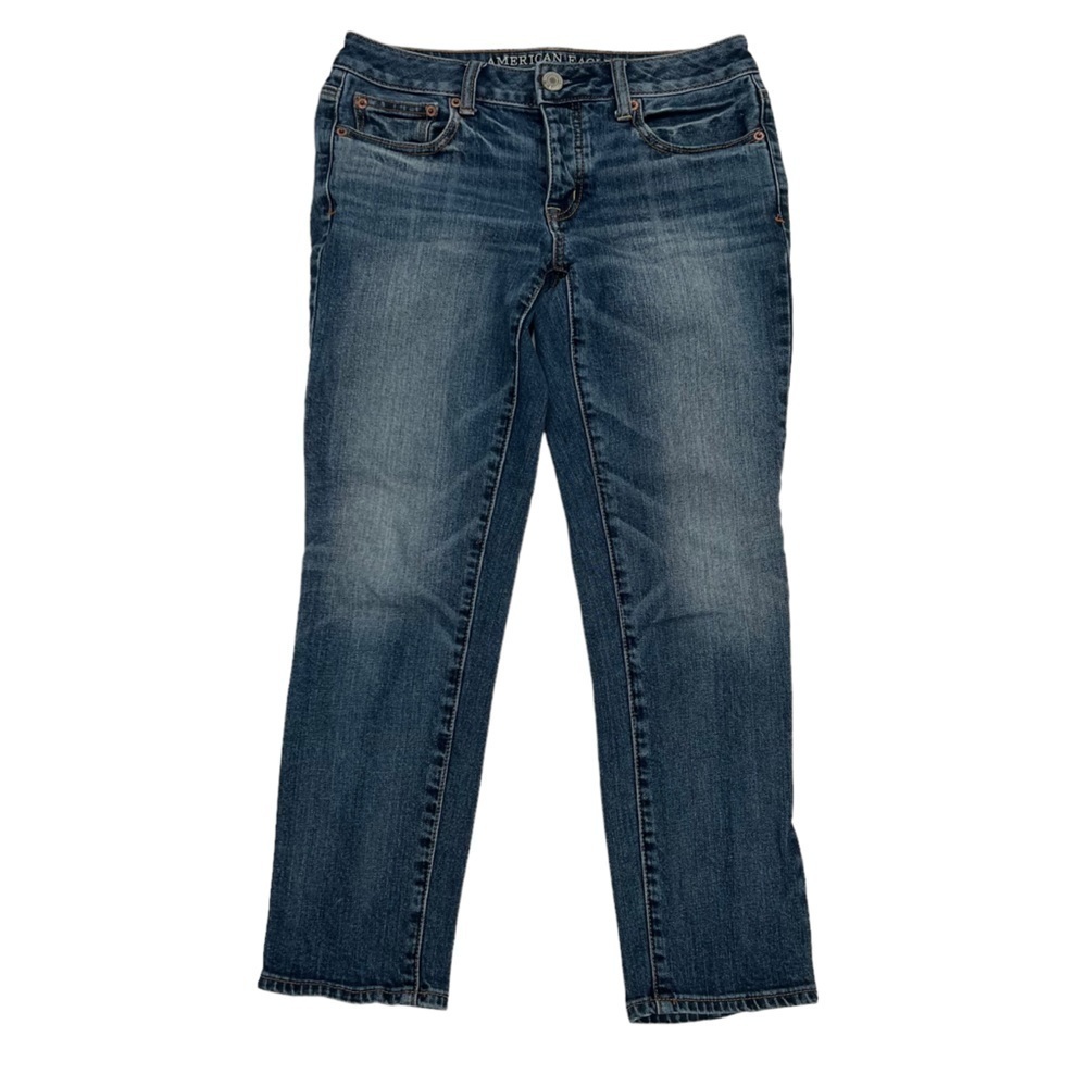 American Eagle Boy Crop Stretch Button Fly Jeans Size 30 Women’s